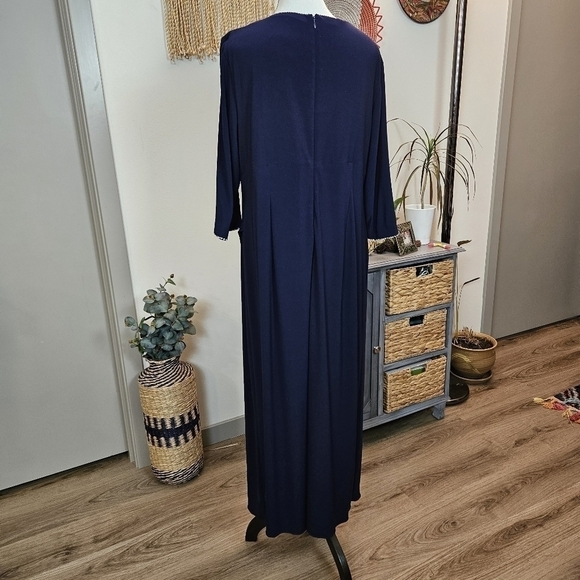 Alex Evenings Woman Navy Surplice long Maxi gown dress Size 14W stretch - Picture 4 of 6